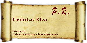 Paulnics Riza névjegykártya